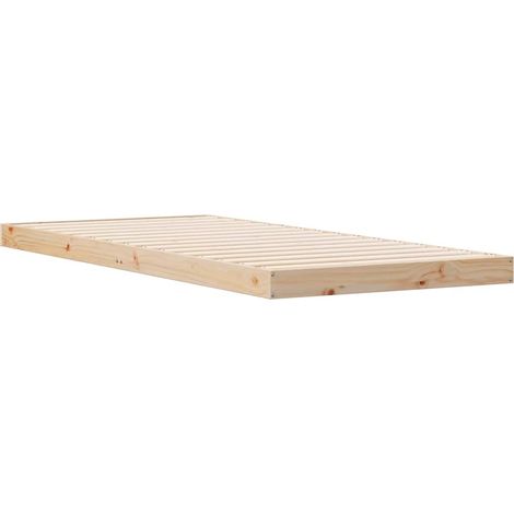 Lit simple,Lit adulte,Cadre de lit surélevé Naturel 80 x 220 cm Bois de pin massif CFW6955570 (1/5)