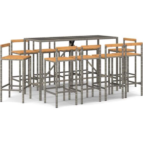 Maison Exclusive - Mesa y taburetes altos jardín 11 pzas madera y (1/5)