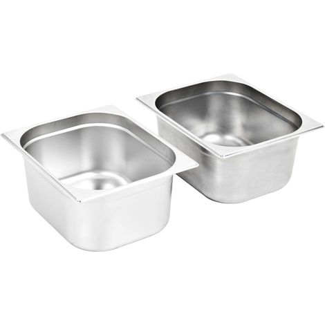 Récipients Gastronorm 2 pcs GN 1/2 150 mm Acier inoxydable CFW83702 (1/5)
