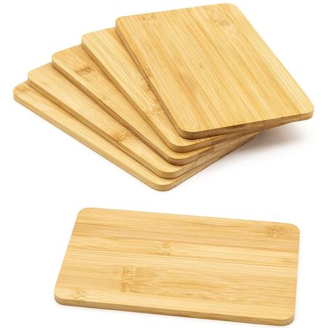 Lot de 6 planches à découper en bambou 22 x 14 cm - Planche de cuisine en bois - Tranche servier de cuisine - Planches naturelles (1/5)