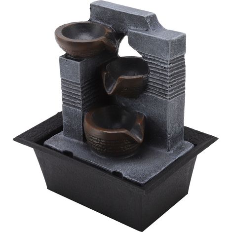 Fontaine de Bureau à 4 Niveaux avec Éclairage LED Coloré - Ornement en Résine pour Maison et Bureau, 220V EU Plug (1/5)