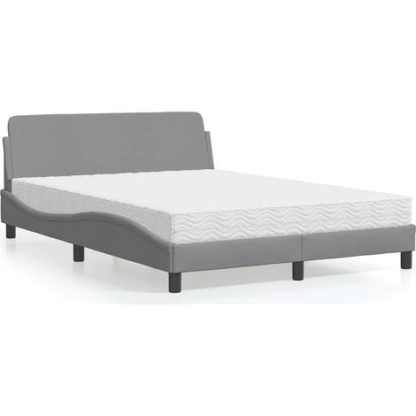 Bett mit Matratze "Dover" Hellgrau 120x200 cm Stoff (1/5)