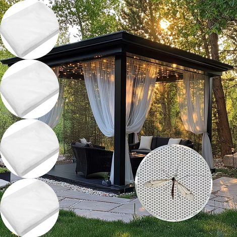 Quatre jeux de moustiquaires en à mailles fines adaptées aux patios abris jardin et jardins x blanches. 2,4 m Polyester (1/5)
