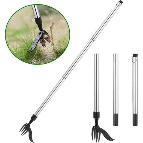 Désherbeur debout 100cm – Manche long avec pédale – Outil de jardinage pour pelouse et parterres, enlève les racines facilement (1/5)