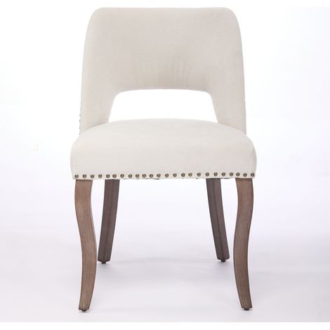 Lot de 2 chaises de salle à manger en bois, chaises de salle à manger modernes rembourrées en tissu, chaises de cuisine, chaise de repas de style ferme pour cuisine et salle à manger, beige, DE1870BG (1/5)