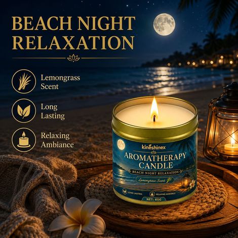 KineShineX Seaside Serenity Night View Relaxing Aromatherapy Candle with Fresh and Natural Lemongrass Scent (1/5)
