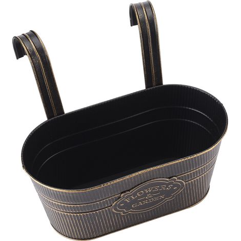 Pot en fer avec double crochets, seau à fleurs en métal, pot de plante pour jardin, décoration intérieure (1/5)