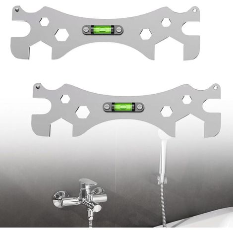 Lot 2 Clés Douche, Clé à Angle Incurvée Spéciale Auto-Nivelante, Clé Réparation Portable pour Salle Bain pour Vis à Tête Hexagonale 8/10/12/14/17/23/30 Mm (1/4)