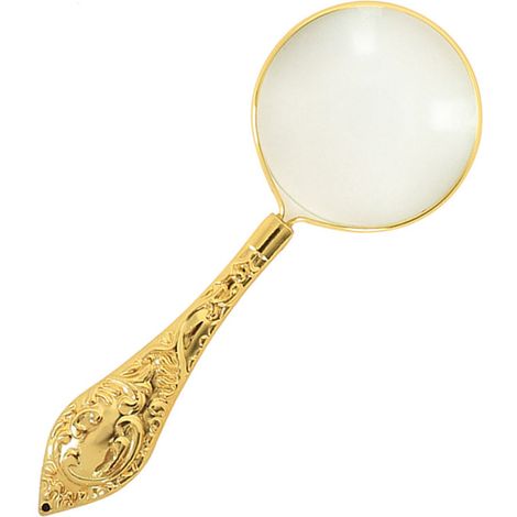 Vintage-Lupe mit Metallgriff, 45 mm breit, tragbare Leselupe, Schreibtischdekoration – 5-fache Vergrößerung, Gold (1/5)