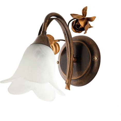Applique Classico Arte Povera 1 Luce Ferro Battuto Marrone E Oro Serie Cestino