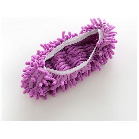 (1 paires) Duster Balai laveurs Chaussons Chaussures Couverture, poussière Nettoyeur Réutilisable Microfibre Pied Chaussettes Sol poussière Saleté Cheveux Nettoyeur pour le plancher(violet) (1/5)