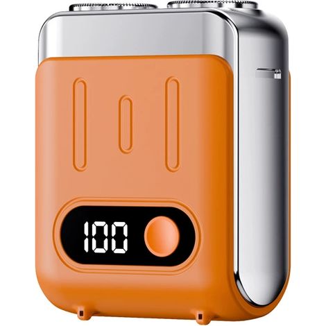 Rasoir de voyage électrique pour hommes - Mini rasoir portable, charge rapide, étanche, orange (1/3)