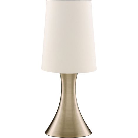 Abatjour Contemporaneo Tocco Acciaio Ottone Tessuto Crema 1 Luce E14 (1/4)