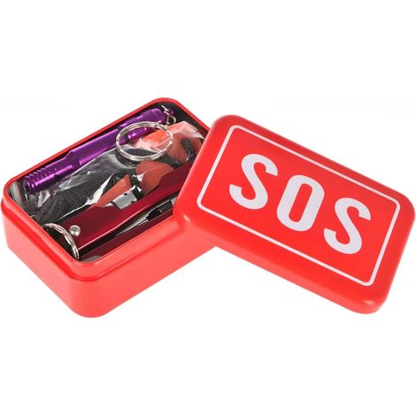 Kit De Survie - 1 Unité - Plastique Compact - Outils Multifonctions - Camping Randonnée Urgence - 9,5x6,5x3,2cm (1/5)