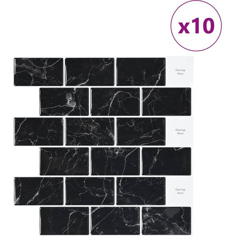 vidaXL Azulejo de metro 10 uds. Mármol Negro 30 x 30 cm (1/2)