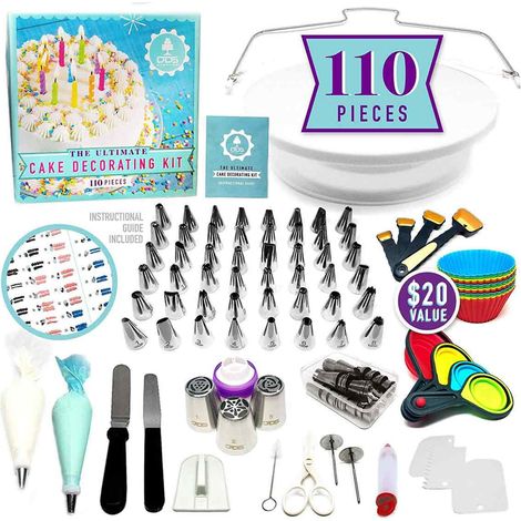 Kit d'outils de décoration de gâteaux : plateau tournant, douilles à pâtisserie pour crème, poches à douille, embouts de glaçage, ustensiles de pâtisserie - Vert (1/5)
