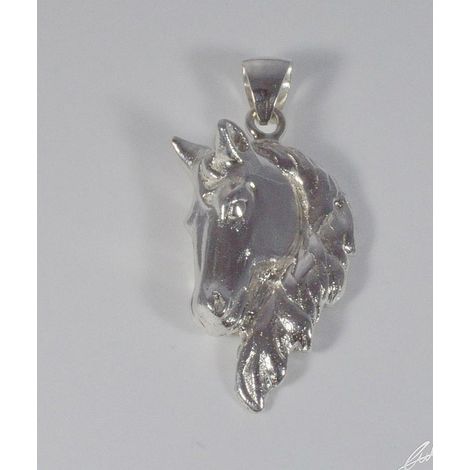 Pferdekopf-Anhänger aus Silber mit dazugehörigem Halsband