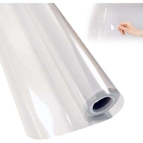 Rouleau de feuille de plastique transparent avec dos adhésif - 45 x 300 cm - Résistant à l'huile et à l'eau - Rouleau de vinyle adhésif stastique pour mur - Papier contact transparent (1/5)