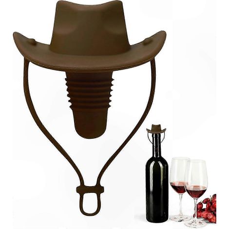 Bouchon de bouteille de vin en forme de chapeau de cowboy amusant, bouchon de champagne étanche en silicone, accessoire original pour la cuisine et le bar (1/5)