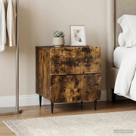 vidaXL Bedside Cabinet 2 pcs Smoked Oak 43 x 34.5 x 49.5 cm (1/5)