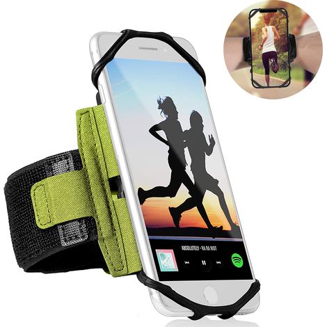 Brassard de course rotatif à 360° avec porte-clés et support pour téléphone, idéal pour la randonnée, le vélo et la marche. (1/5)