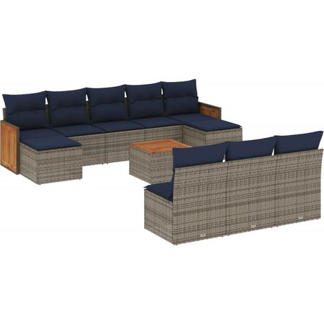 Maison Exclusive - Set Divani da Giardino 11 pz con Cuscini Grigio in Polyrattan (1/5)