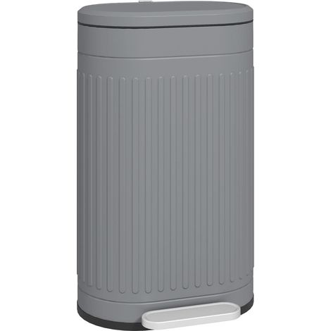 Poubelle à pédale 30L avec couvercle fermeture douce seau amovible métal thermolaqué gris 36,5 x 31,2 x 60,8 cm (1/5)