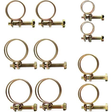 pair 50 PCS Double Pinces pour Tuyaux Réglable Double Fil Tuyaux Clips Clamp Acier Fil Tube Tuyau Pince Vis Assortiment Kit (1/5)