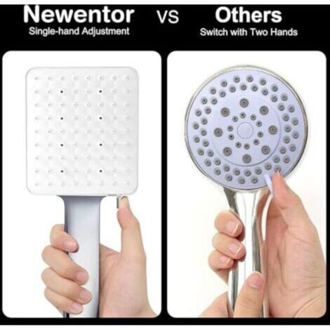 NALOOKAMIC Pommeau de douche à effet pluie, douchette à main, grand pommeau de douche à économie d'eau, haute pression, pommeau de douche XXL avec 6 types de jet (1/2)
