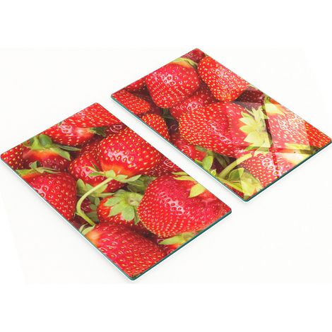Planches décoratives multifonctionnelles de cuisine en bois dur, motif fraises, 2 x 30 x 52 cm (1/5)