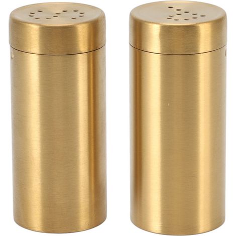 Pot à épices doré en acier inoxydable, 2 pièces, vis antirouille, bouteille d'assaisonnement à dessus ouvert pour sel, sucre, poivre, paprika (1/5)