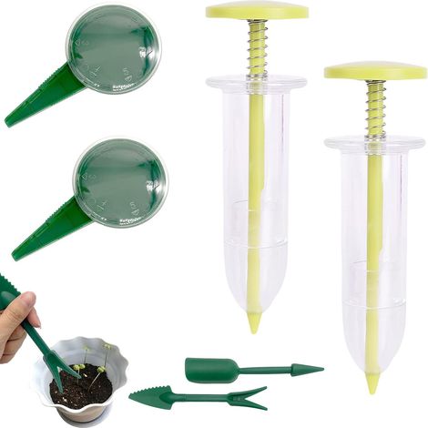 Lot de 6 distributeurs de semences, outil de jardinage pour semer avec précision, mini kit d'aide au jardin, pour ameublir le sol et l'arrosage, jaune (1/5)