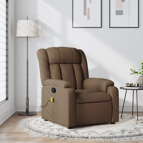 Fauteuil de massage inclinable-Chaise de relaxation-Fauteuil Relax Marron Tissu 245851 (1/5)