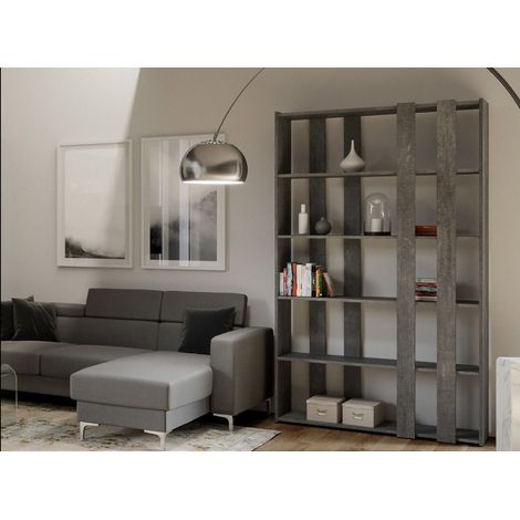 Bibliothèque bois gris ciment Samba 120 cm (1/2)
