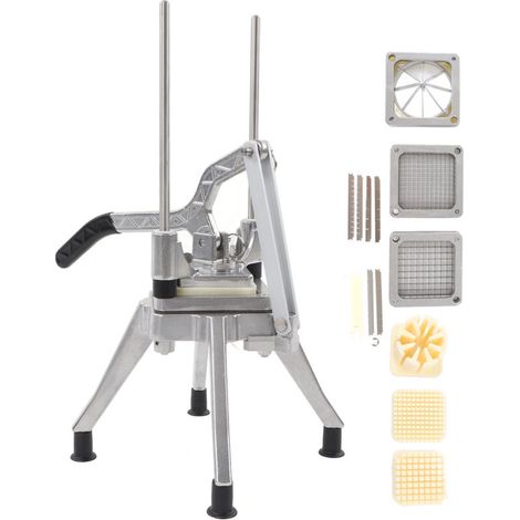 Manual vegetable and fruit chopper, 4 blades, 1/2 inch, 3/8 inch, 1/4 inch, 8 pieces, French fry cutter, potato cutter (1/5)