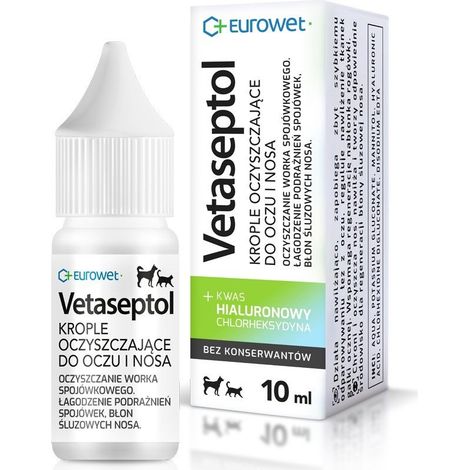 Eurowet Vetaseptol gouttes pour les yeux/le nez chien/chat 10 ml