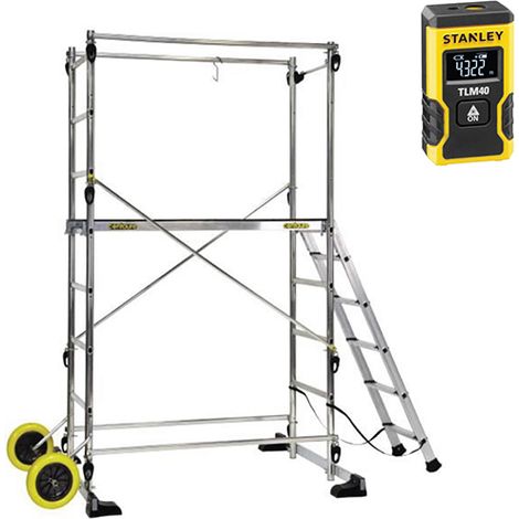 Matisère – Échafaudage de jardin 3,40m de hauteur de travail – Plateau 1,30x0,46m – 2 roues increvables Ø 260mm – 209700LASER