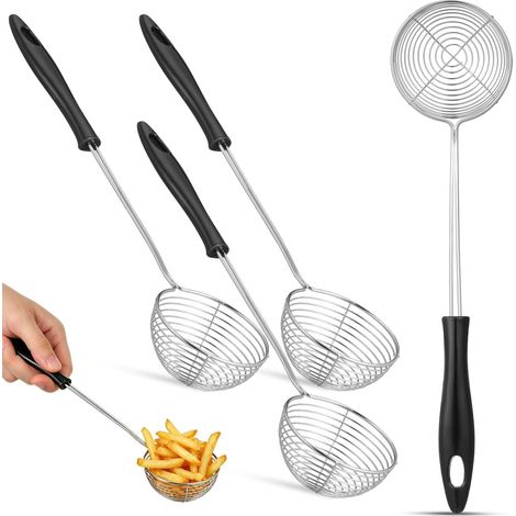 Passoire Chinoise En Acier Inoxydable Cuillère Chaude Avec Manche Ergonomique Pour Fondue Filtre À Thé Égoutter L'Huile Et Retirer Les Insectes En Cuisine (1/5)
