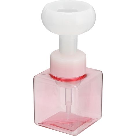 Flacon pompe de voyage rechargeable en forme de fleur, distributeur de savon moussant 250 ml, fleurs roses transparentes (1/5)