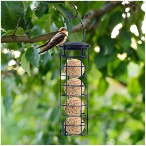 Support de boules de graisse à suspendre, outil automatique de nourriture pour oiseaux en métal – Facile à nettoyer et à remplir – Parfait pour la décoration de jardin Carefully (1/5)