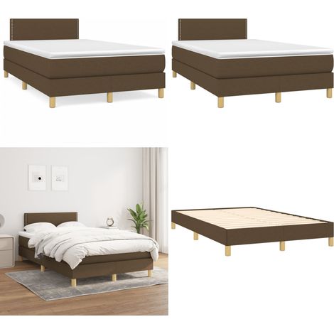 Sommier à lattes de lit et matelas marron foncé 120x190cm tissu - Matelas de lit - Sommier (1/5)