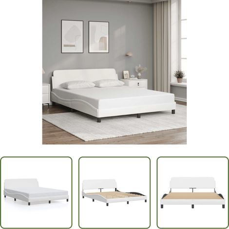 Cadre de lit - Cadre de lit Dover blanc 160x200 cm similicuir (1/5)