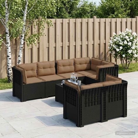 vidaXL Canapé de Jardin 7 Places avec Coussins Look Rattan PP (1/5)