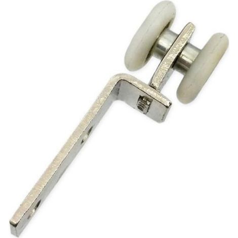 6,5 x 1,9 cm Coude de conduit en métal Roulement Bloc de poulie avec deux Plastique de roue pour porte coulissante fenêtre Cabinet (1/4)