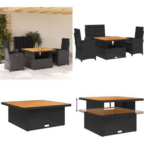 Ensemble à manger de jardin 4 pcs avec coussins noir - Chaise de jardin - Banc de jardin