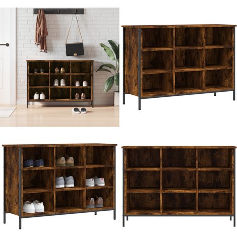 Zapatero madera de ingeniería roble ahumado 100x35x70 cm - Mueble para zapatos - Estantería para zapatos
