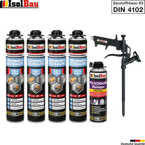 Brunnenschaum 4 x 750ml Bauschaum 1 x Reiniger Schaum Pistole Montageschaum (1/5)