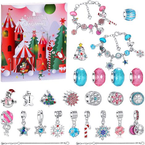 Calendrier de l'Avent 24 Cases, Boîte Surprise, Coffret de Bijoux de Noël, Château Enchanté