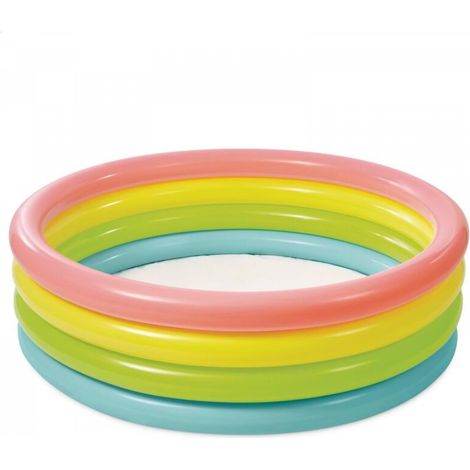 1 piscine gonflable colorée au coucher du soleil de 147 cm x 33 cm, adaptée aux enfants et aux adultes en extérieur, pleine de plaisir, 4 couches (1/5)
