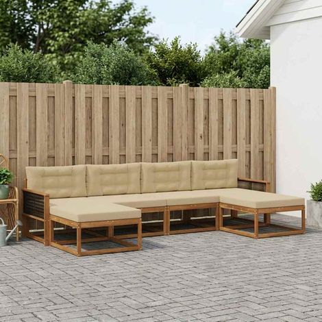 vidaXL Ensemble de canapés d'extérieur 6 pc Naturel et Beige (1/5)
